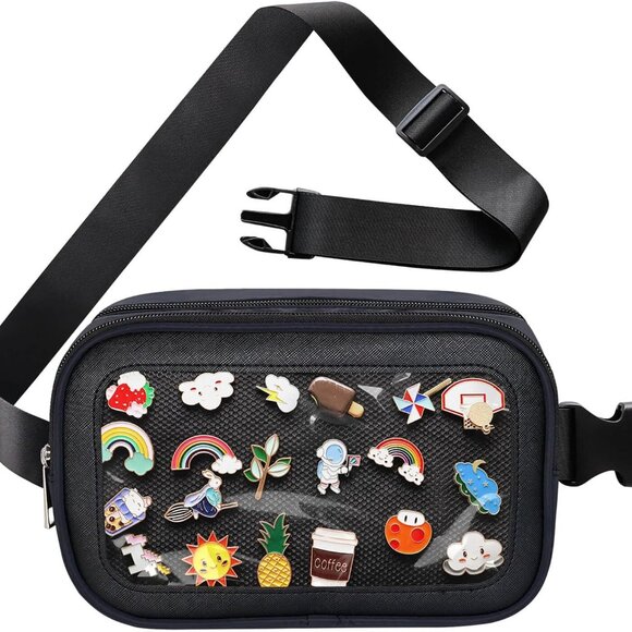 Elegant Enamel Pin Display Fanny Pack with Zipper Pocket - Perfect Gift Orange - Picture 1 of 7